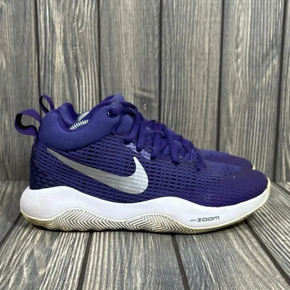 Nike Zoom Rev TB Basketball Shoes Sneakers Y5.5 W7 Purple Silver 922048-500‎